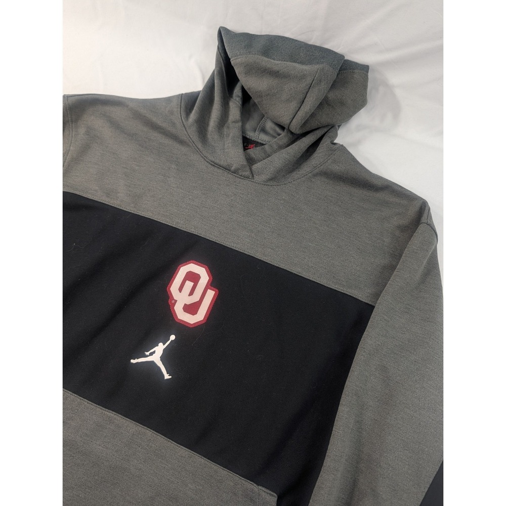 Vintage OKLAHOMA SOONERS Nike Jordan Brand HOODIE Sweatshirt Large Reflective
